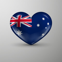 3d heart background with flag of Australia. An element of impact for the use you want to make of it.