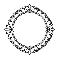 Elegant Oval Lace Frame with Intricate Filigree and Floral Detailing for Exquisite Invitations on white background