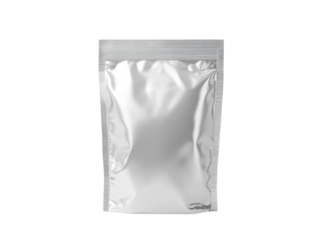 Clean silver pouch isolated on transparent background.