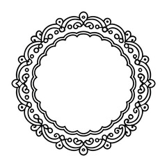 Elegant Oval Lace Frame with Intricate Filigree and Floral Detailing for Exquisite Invitations on white background