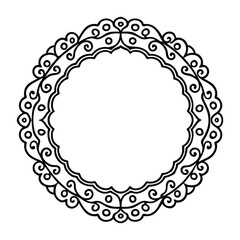 Elegant Oval Lace Frame with Intricate Filigree and Floral Detailing for Exquisite Invitations on white background