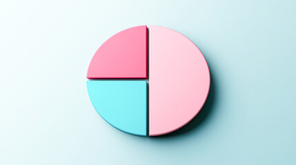 Obraz premium A pink, blue, and green pie chart is shown in a blue background