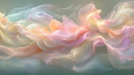 Pastel Waves of Sheer Fabric Flowing Gracefully