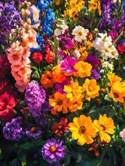 Naklejka premium Colored flowers in field