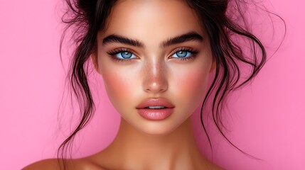 Naklejka premium A Stunning Portrait of a Woman with Blue Eyes