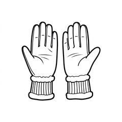 Obraz premium Winter Gloves with Knitted Cuffs Black and White Hand-Drawn Sketch