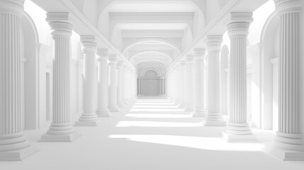 Elegant White Classical Hallway With Majestic Columns
