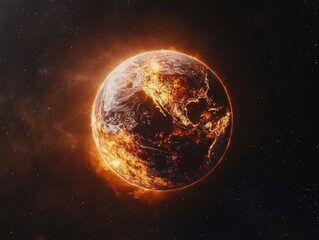 Obraz premium Burning Planet Close Up