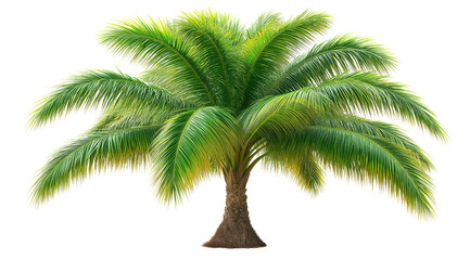 Fototapeta premium Palm Tree Oasis: A lush and vibrant palm tree stands tall against a clear background, its fronds reaching towards the sky, symbolizing tropical paradise and relaxation. 