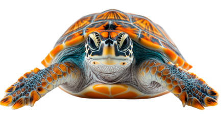 Sea Turtle Portrait: A captivating close-up of a sea turtle, its vibrant shell and inquisitive gaze drawing you in, capturing the essence of marine life and the beauty of nature. 