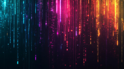 Colorful Digital Lines and Codes Creating a Futuristic Background