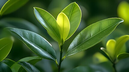 Obraz premium Vibrant Green Leaves Basking In Sunlight