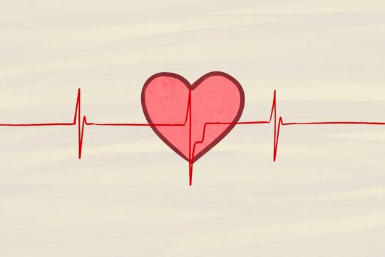 Heart health illustration with heartbeat line art concept