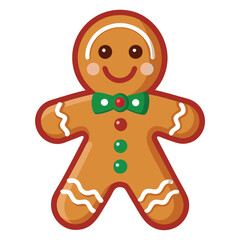 Christmas Gingerbread Cookie Line Art Vector Illustration