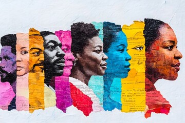 Black History Month ,Celebrating the Legacy of Pioneering African American Figures in Vibrant Collage