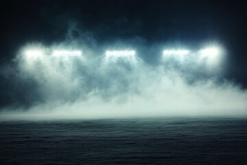 Obraz premium Stadium lights shine through fog.