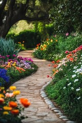 Obraz premium Pathway in flower garden