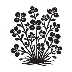 Watercress Silhouette Vector Illustration, Solid White Background.