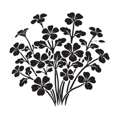 Watercress Silhouette Vector Illustration, Solid White Background.