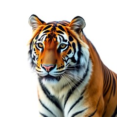 Fototapeta premium Close-Up Portrait of a Regal Bengal Tiger on White Background .