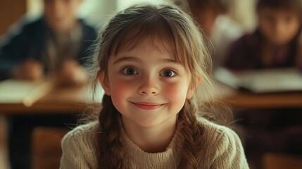 Smiling Young Girl in a Classroom Setting