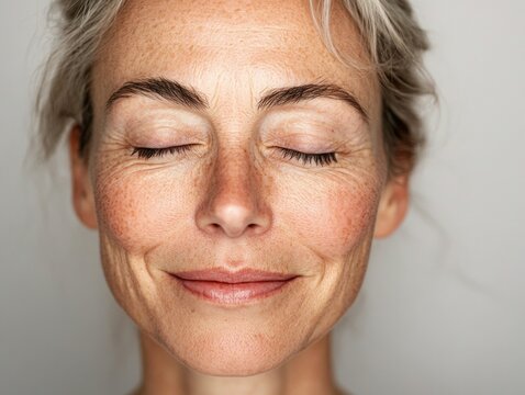 Smiling Woman with Closed Eyes