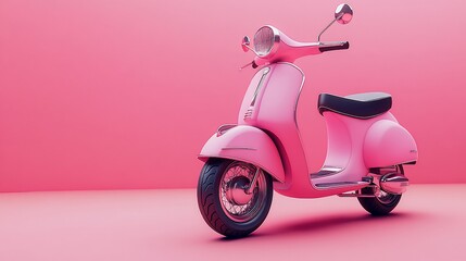 Pink vintage scooter on pink background. (1)