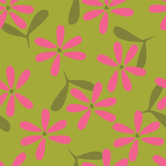 Abstract seamless pattern with plants, herbs and flowers, botanical illustration.