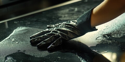 Craftsman applying artistic finish to a woodworking project