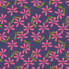 Fototapeta premium Beautiful little flower pattern on purple background. Sweet flower pattern is perfect for dress.