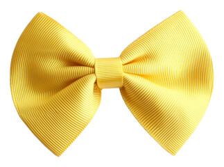 Yellow bow tie isolated on transparent background, fashion accessory concept