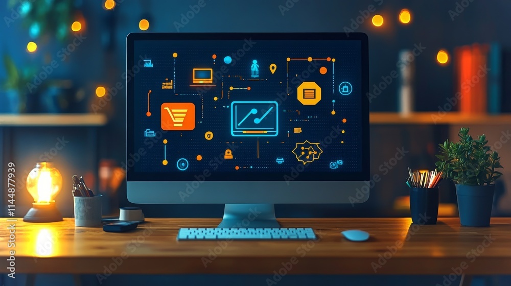 Poster ai driven customer service tools enhancing user experience in a modern workspace