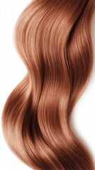 Long Wavy Brown Hair on White Background