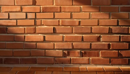 Obraz premium Textured red brick wall with shadows.
