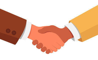 Business handshake. Handshake of business partners. Flat design. Vector illustration.	
