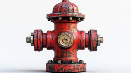 Fototapeta premium Vintage red fire hydrant with weathered texture.