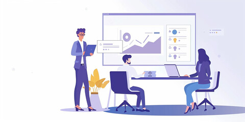 Fototapeta premium Business Meeting with Team Analyzing Data and Charts