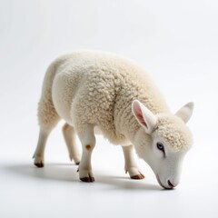 Soft White Sheep Grazing Peacefully in a Clean and Calm Environment