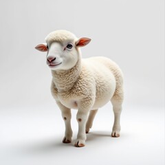 Fototapeta premium Soft White Sheep Standing Gracefully on a Clean Background in Daylight