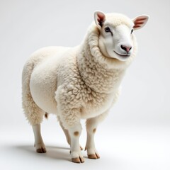 Fototapeta premium Soft White Sheep Standing Gracefully on Clean Background