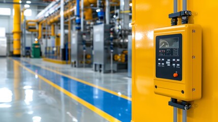 Advanced gas leak detection sensor installed in a modern industrial environment, monitoring air quality.