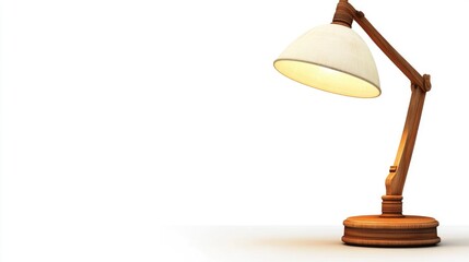 Wooden table lamp with white shade