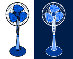 Illustration of electric fan provides a refreshing breeze, effectively cooling down heat during hot days. Its adjustable speed settings and oscillation features enhance comfort, for summer appliance