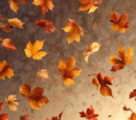 Swirling, abstract leaves in warm autumnal hues , autumn background, yellow, design