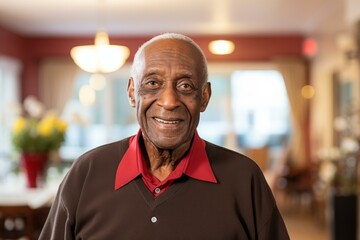 Fototapeta premium Portrait of a cheerful elderly man enjoying his time in a senior living community