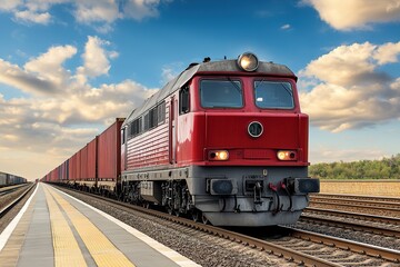 stock photo of cargo train designed for in industry-related marketing