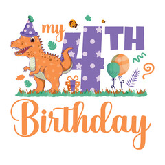 My 4th Birthday, Fourth Birthday, Dinosaur Birthday, birthday boy, invitation, greeting card, Gift Box, Balloon, confetti, Apatosaurus, Decoration, Fourth Year, Baby Milestone, Cupcake, T-shirt design