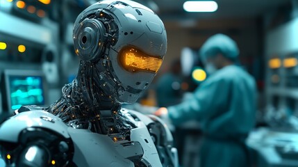 Fototapeta premium AI technology enhances robotic tumor ablation procedure in advanced medical facility