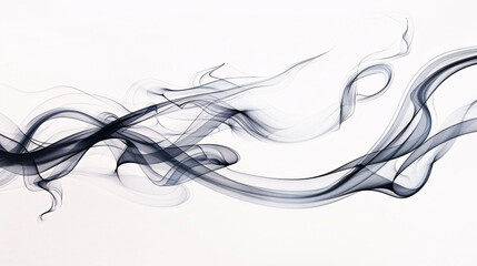 Fototapeta premium Abstract grey Smoke-Like Swirls Flowing Across a White Background Creating a Minimalist and Ethereal Composition