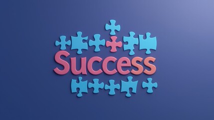 Fototapeta premium 2025 goal setting motivation and strategy. Success concept represented with colorful puzzle pieces on a blue background.